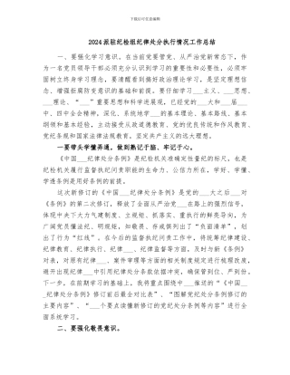 2024派驻纪检组纪律处分执行情况工作总结