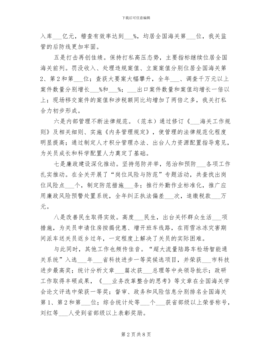 2024海关工作总结范文_第2页