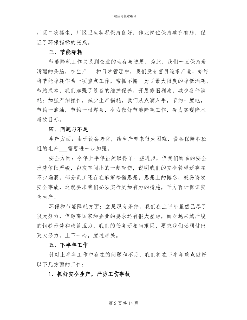 2024炼钢厂厂长工作总结_第2页