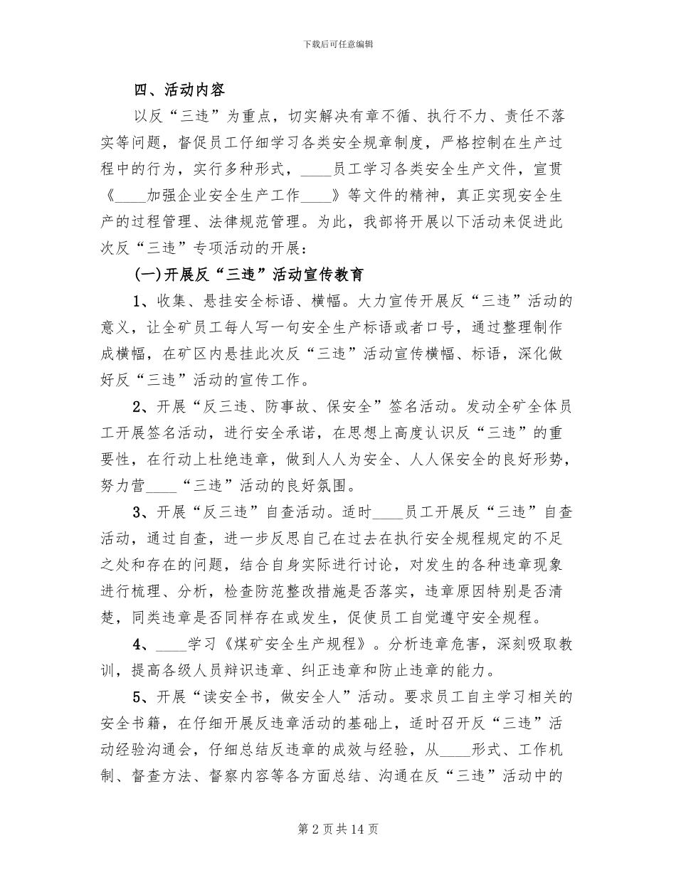 2024煤矿“反三违”专项活动实施方案范本_第2页