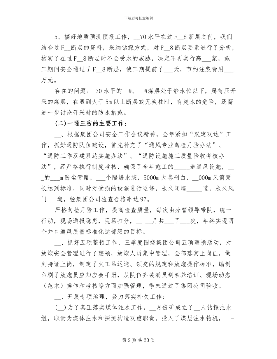 2024煤矿技术工作总结_第2页