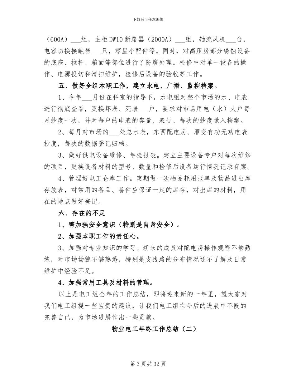 2024物业电工年终工作总结_第3页