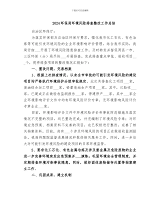 2024环保局环境风险排查整改工作总结