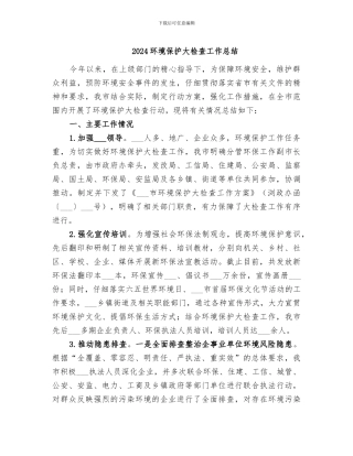 2024环境保护大检查工作总结