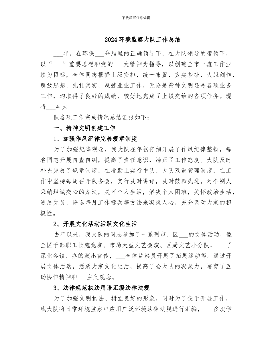 2024环境监察大队工作总结_第1页