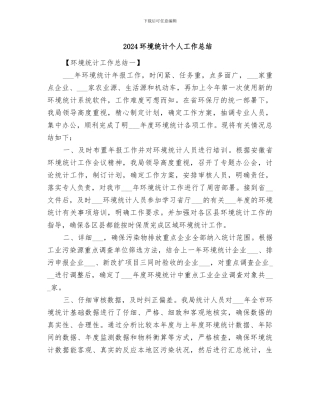 2024环境统计个人工作总结