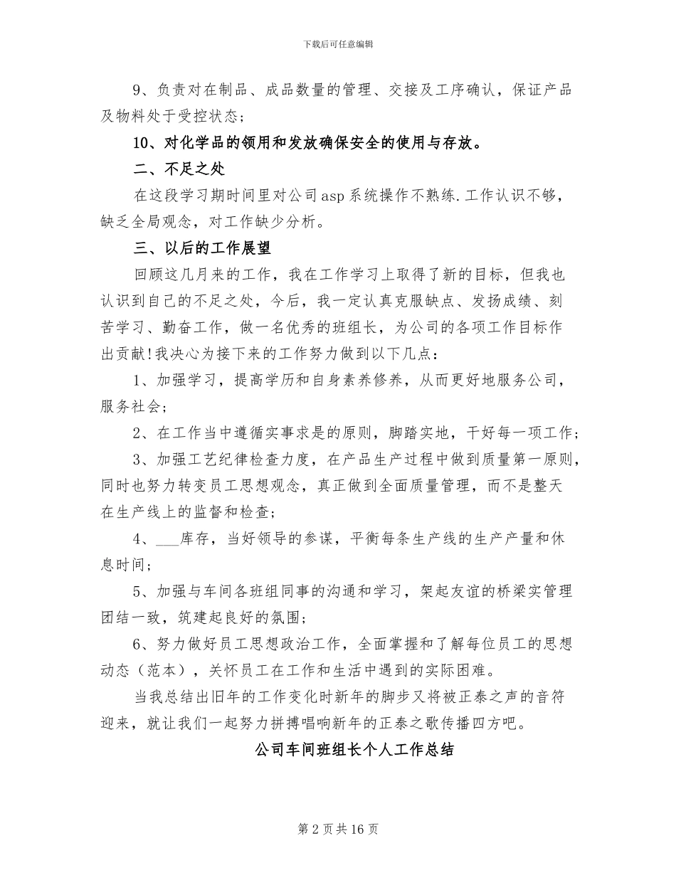 2024班组长个人工作总结_第2页