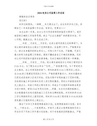 2024电信公司监理工作总结