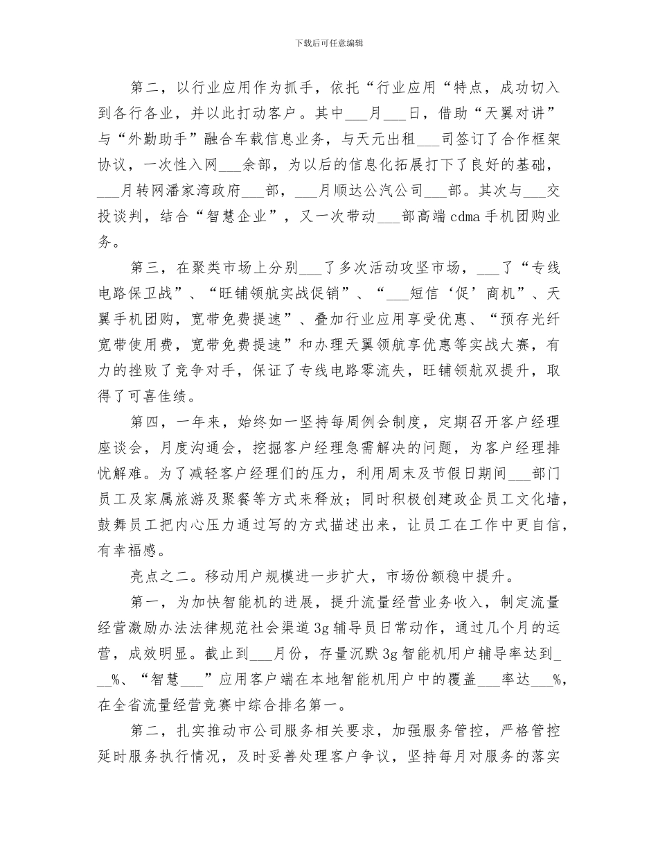 2024电信分公司年度工作总结_第2页