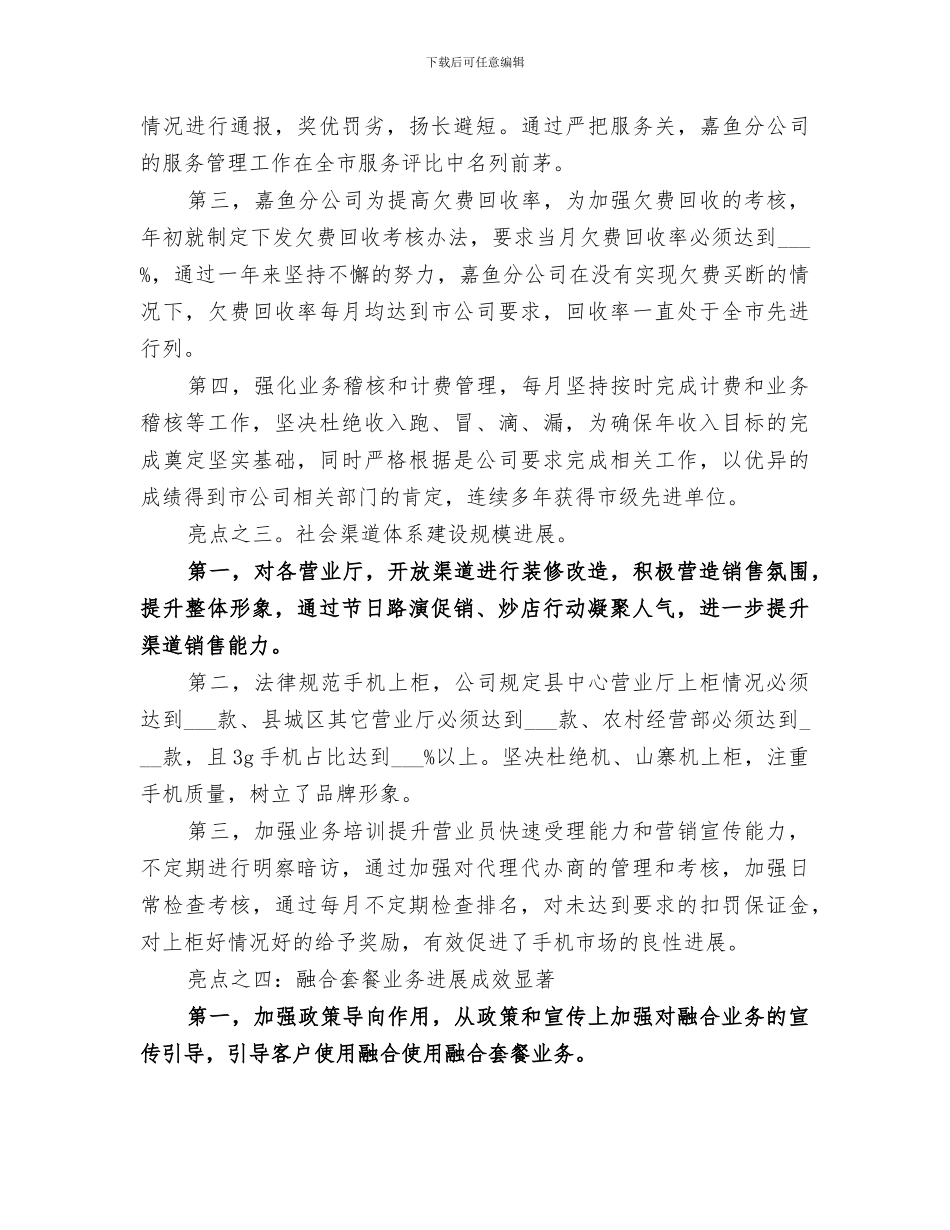 2024电信分公司年度工作总结_第3页