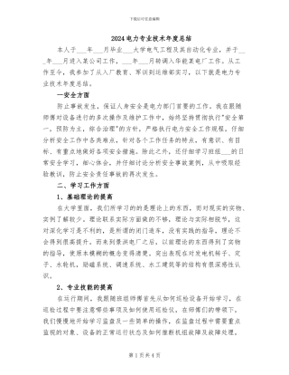 2024电力专业技术年度总结