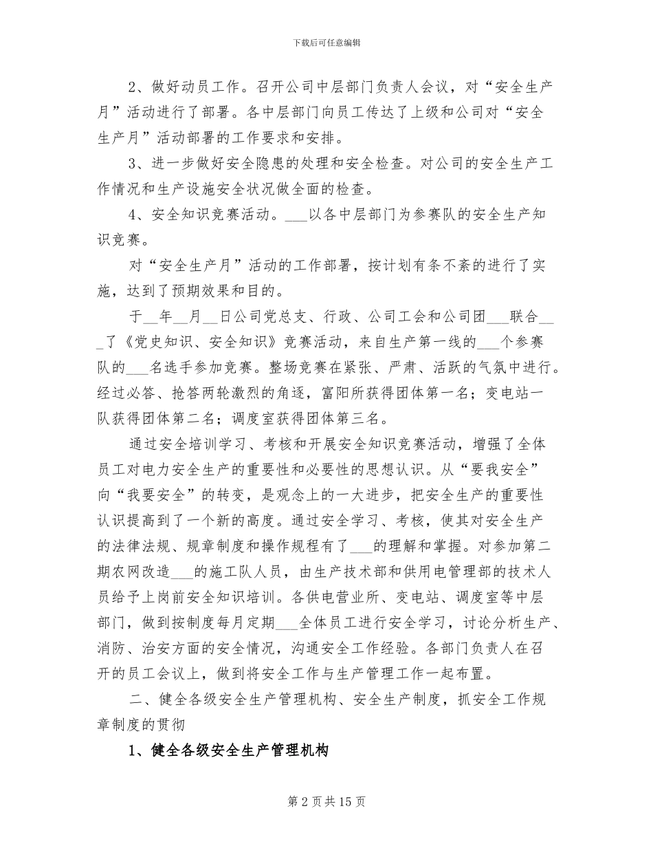 2024电力公司安全工作总结_第2页