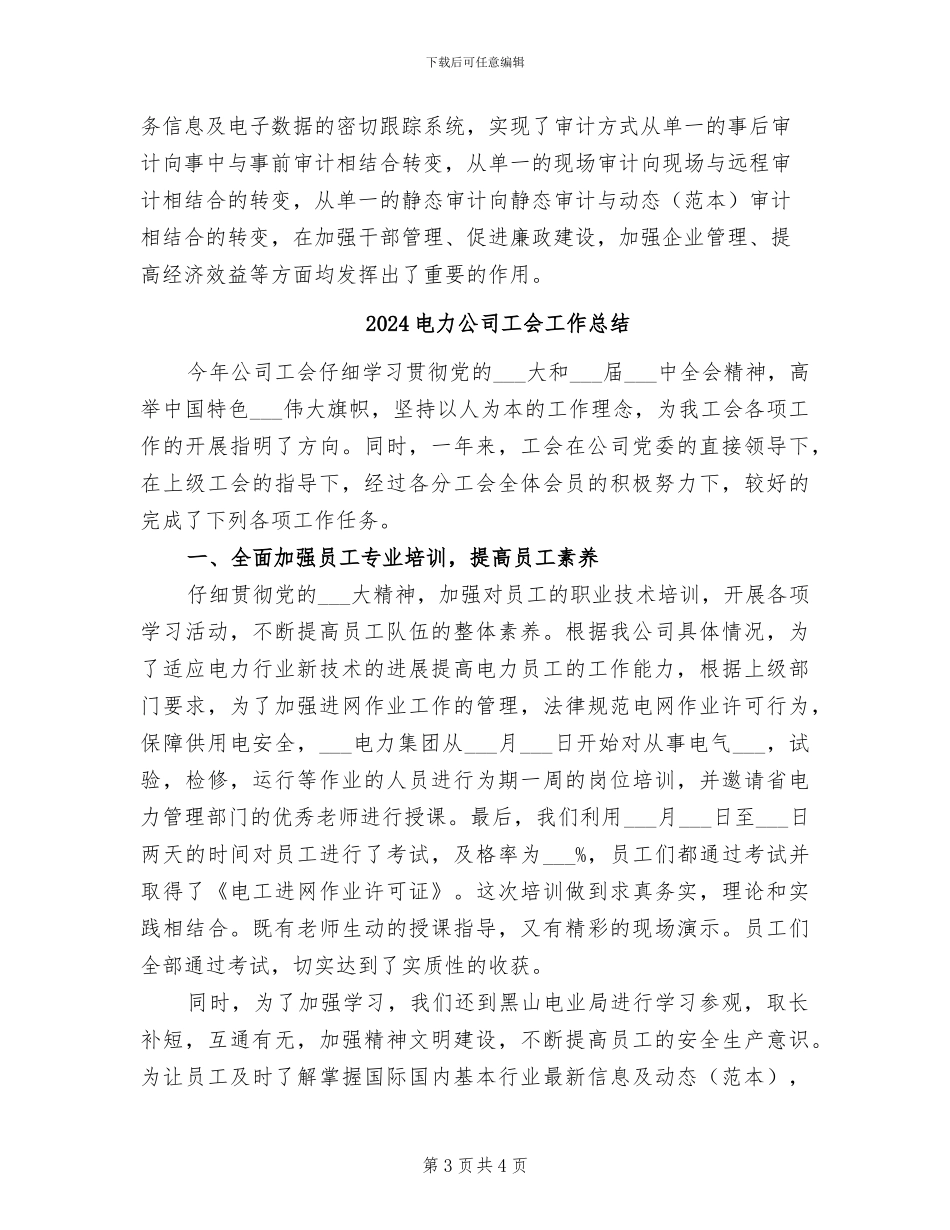 2024电力公司审计部工作总结_第3页