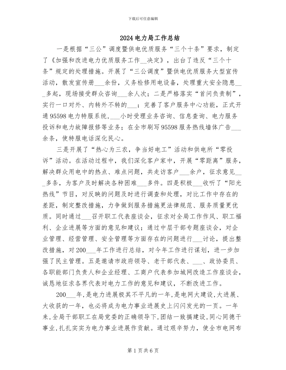 2024电力局工作总结_第1页