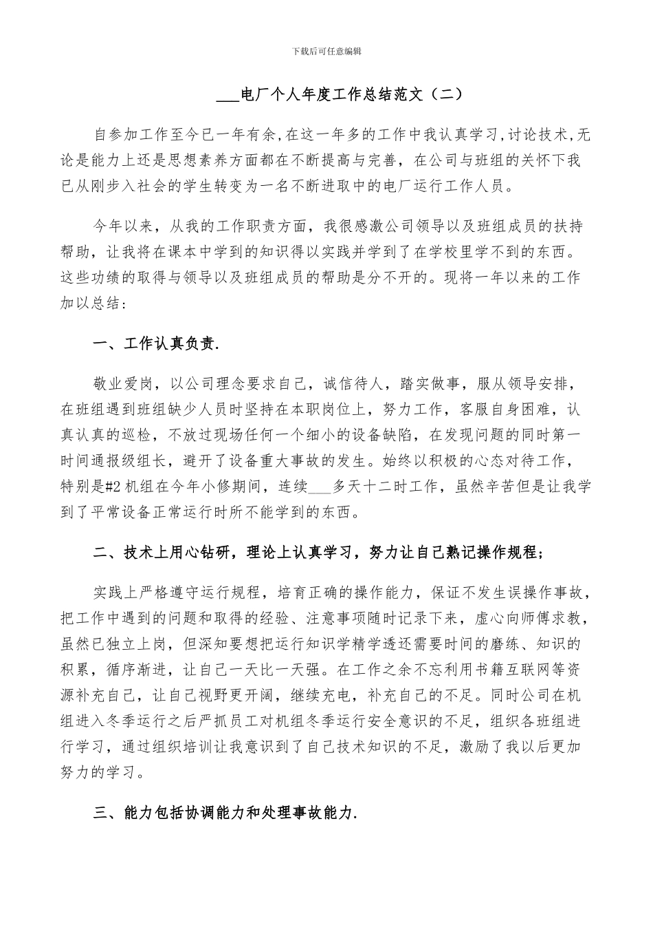 2024电厂个人年度工作总结_第3页