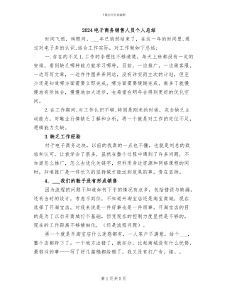 2024电子商务销售人员个人总结