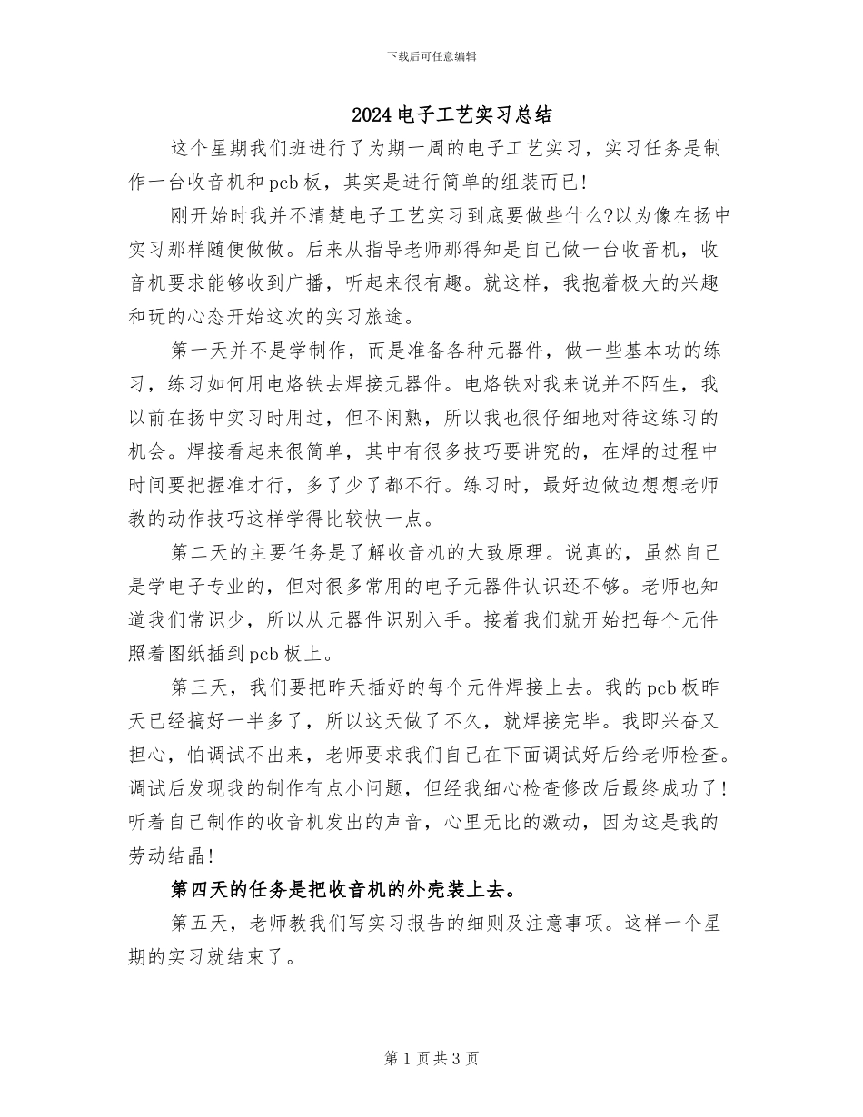 2024电子工艺实习总结_第1页