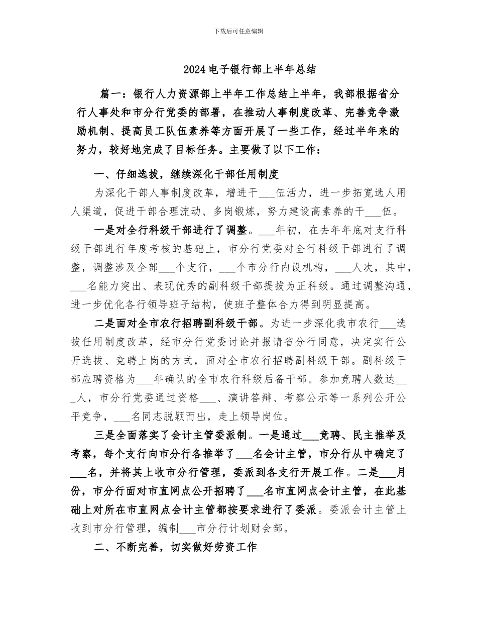2024电子银行部上半年总结_第1页