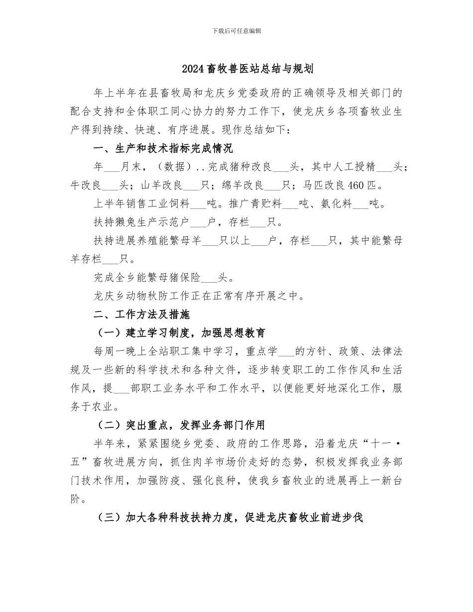 2024畜牧兽医站总结与规划_第1页