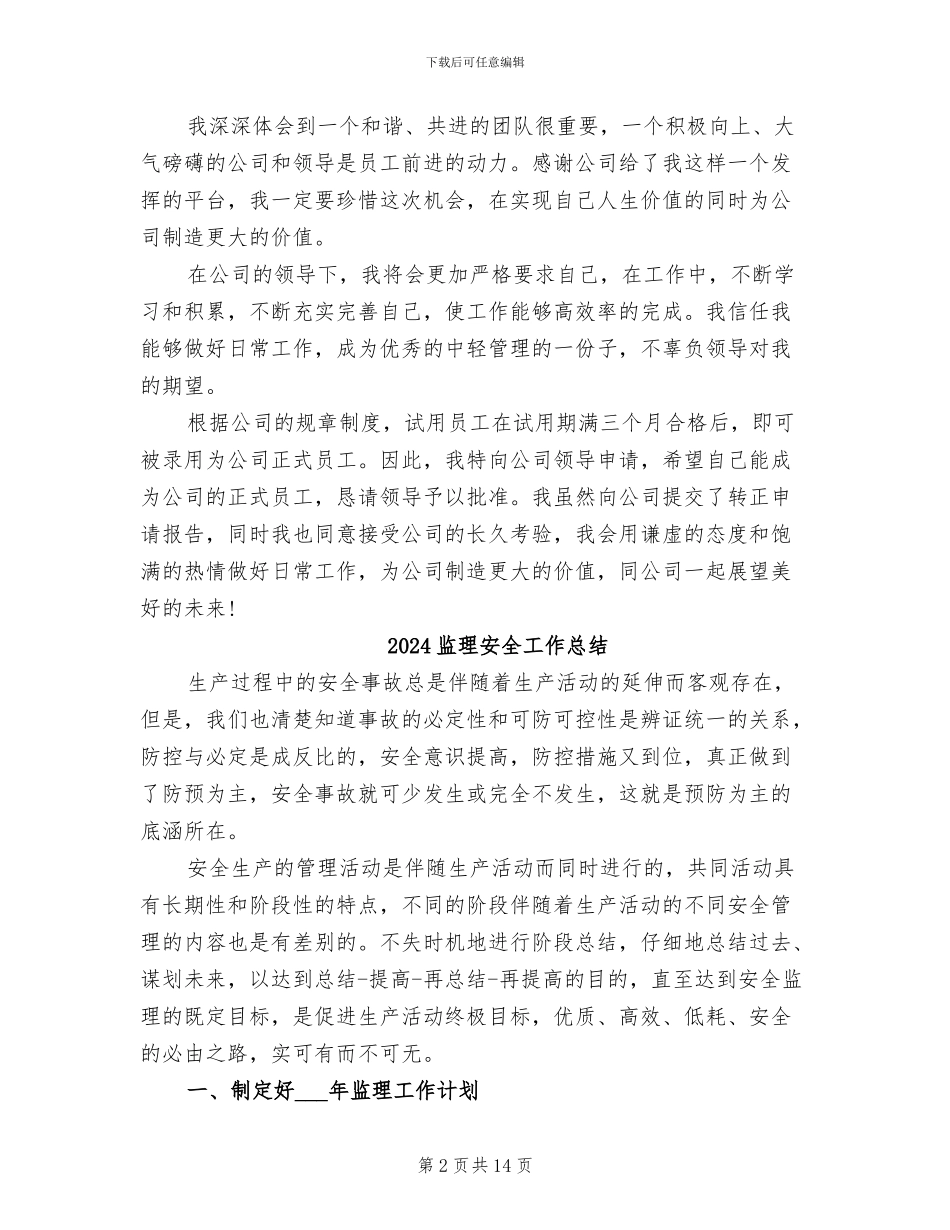 2024监理员试用期转正工作总结范文_第2页