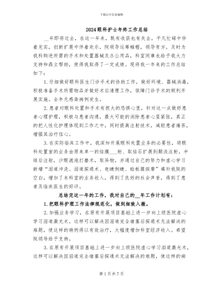 2024眼科护士年终工作总结