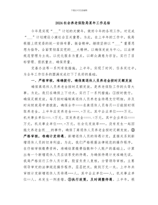 2024社会养老保险局某年工作总结