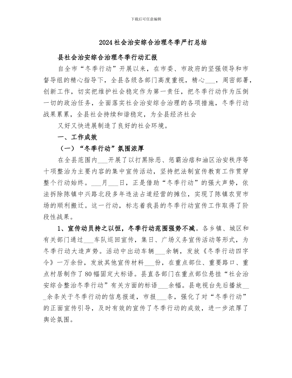 2024社会治安综合治理冬季严打总结_第1页