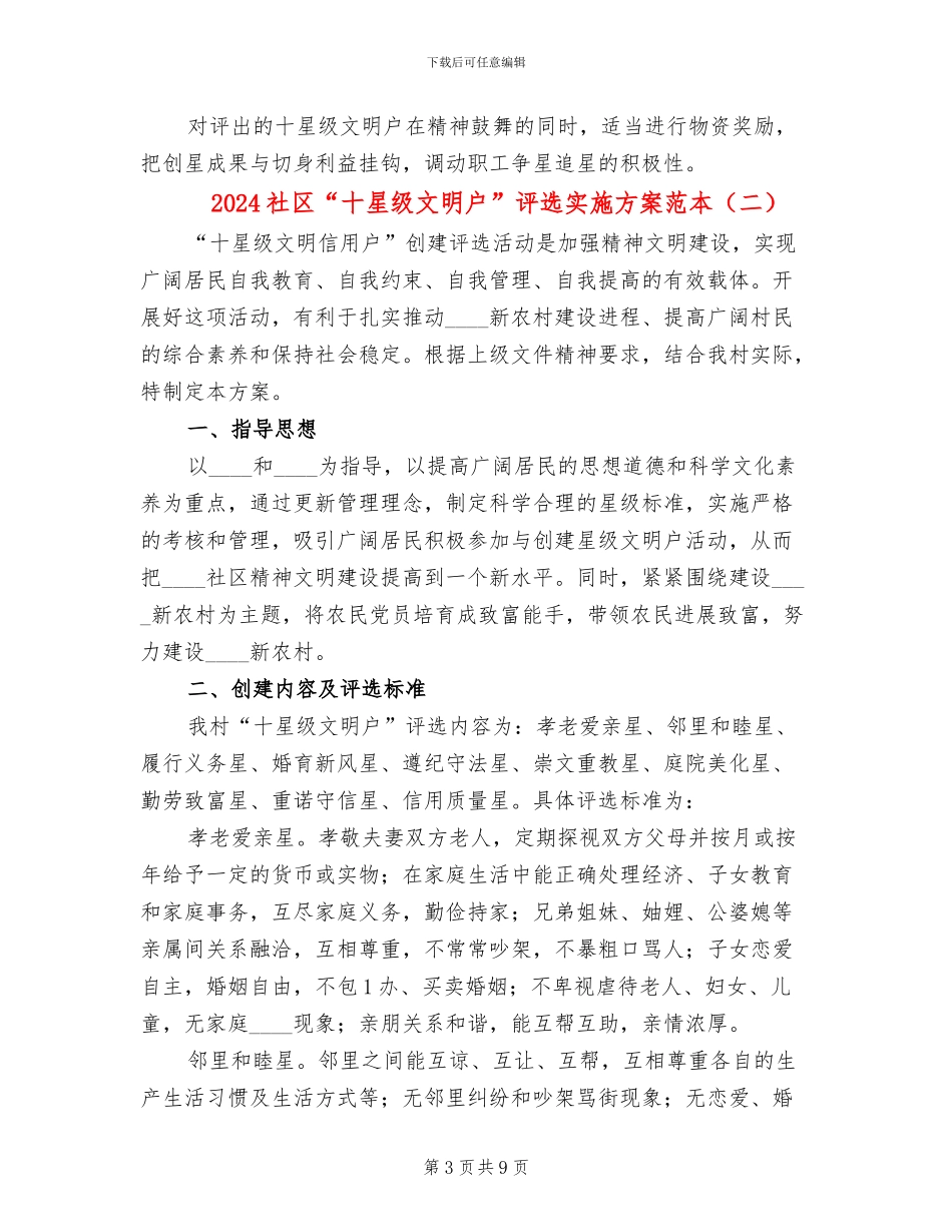 2024社区“十星级文明户”评选实施方案范本_第3页