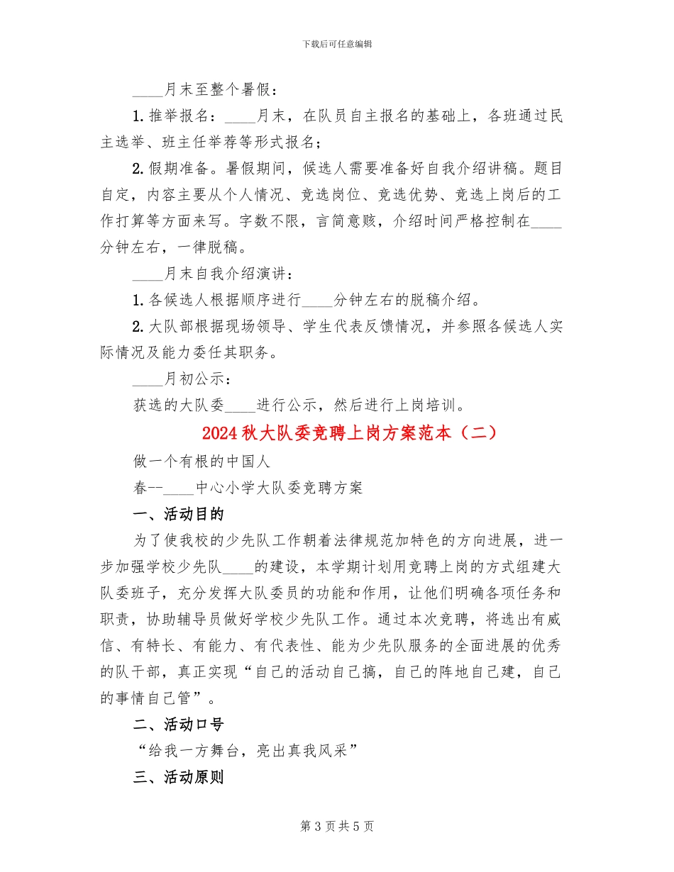2024秋大队委竞聘上岗方案范本_第3页