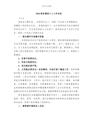 2024税务稽查个人工作总结