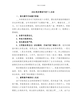 2024税务稽查年度个人总结