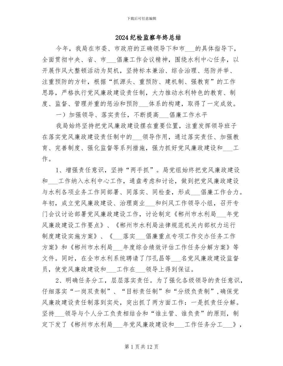 2024纪检监察年终总结_第1页
