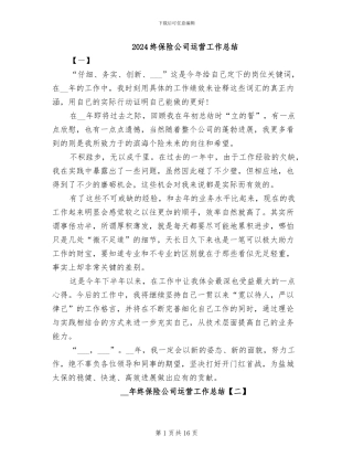 2024终保险公司运营工作总结