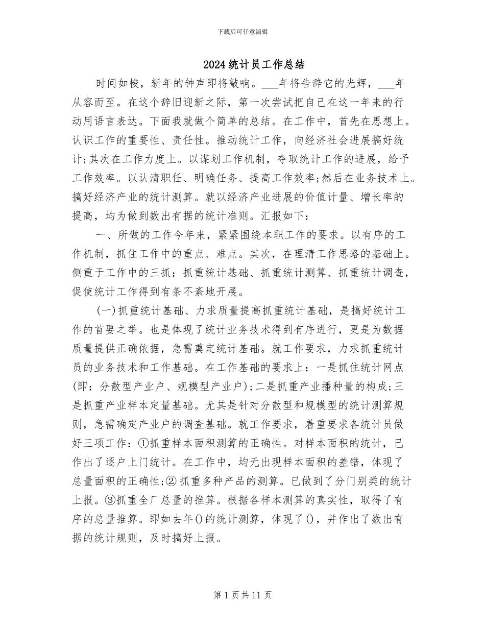 2024统计员工作总结_第1页