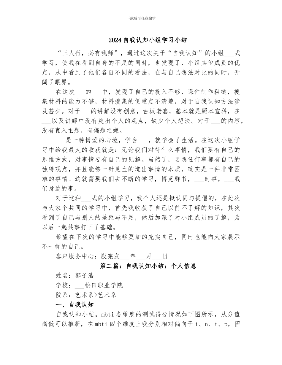 2024自我认知小组学习小结_第1页