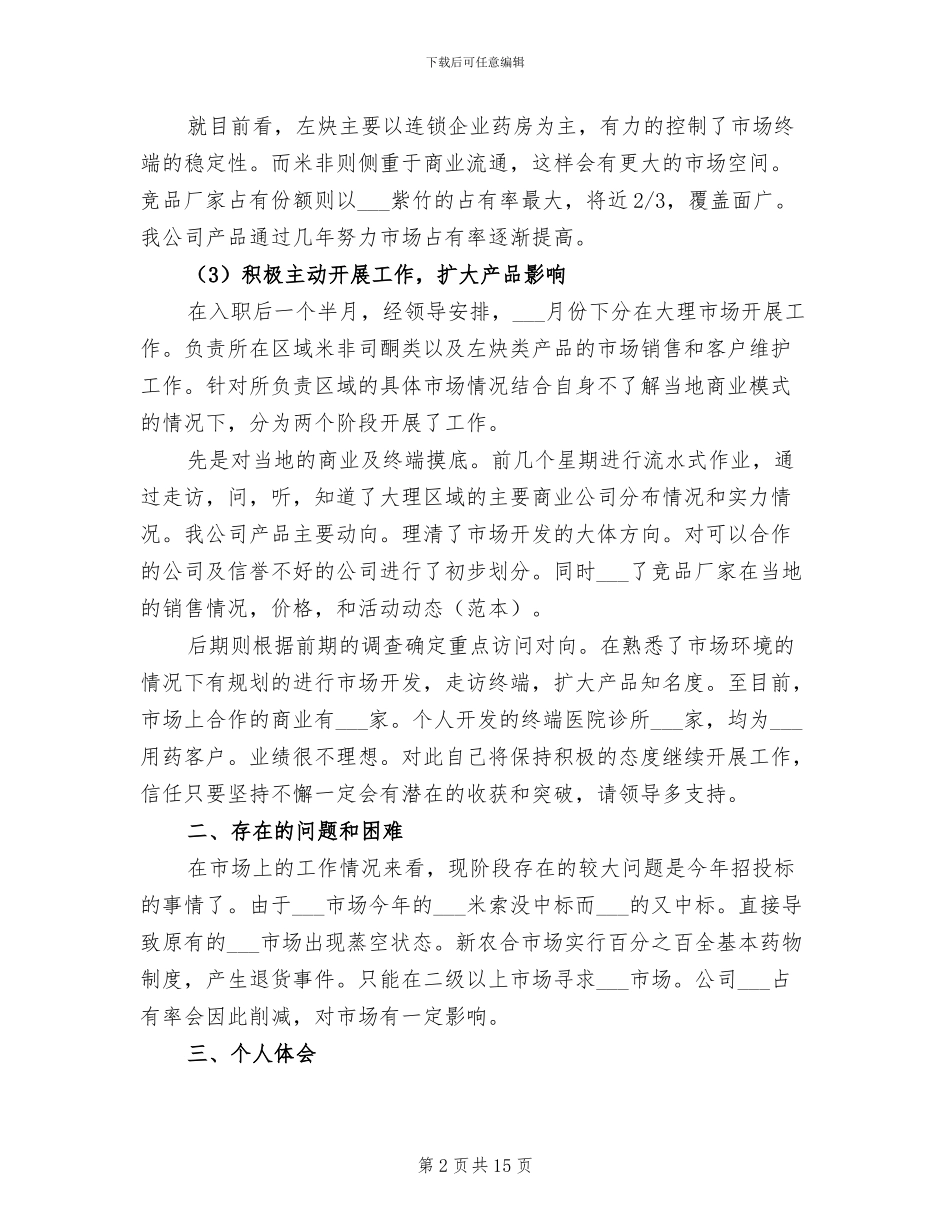 2024药企试用期工作总结_第2页