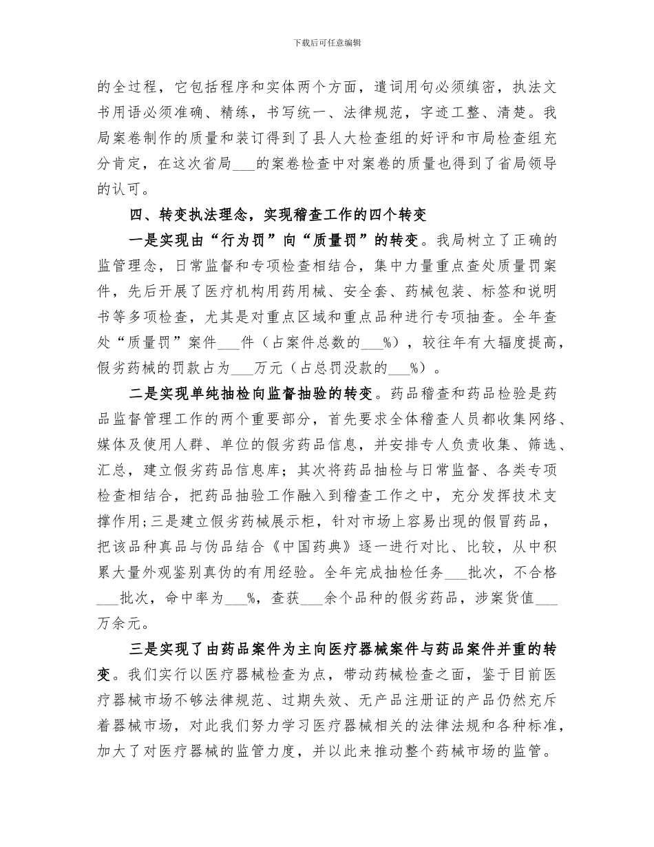 2024药品监督稽查工作总结_第3页