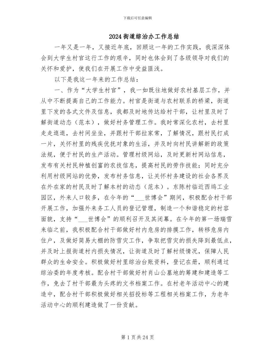 2024街道综治办工作总结_第1页