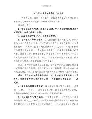 2024计生统计年终个人工作总结