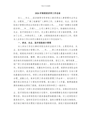 2024评高级经济师工作总结