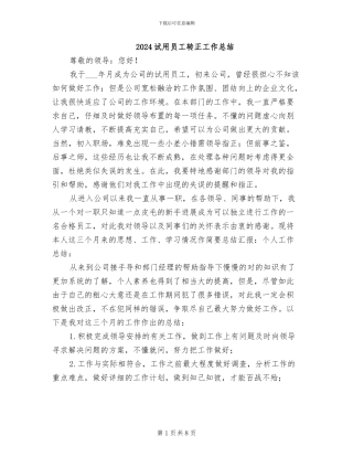 2024试用员工转正工作总结