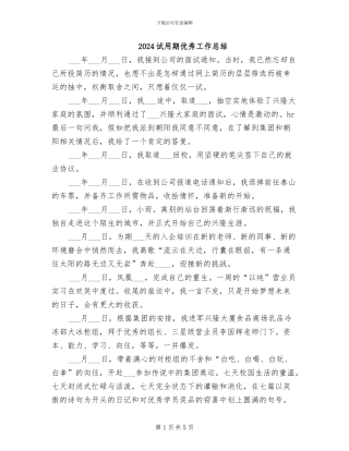 2024试用期优秀工作总结