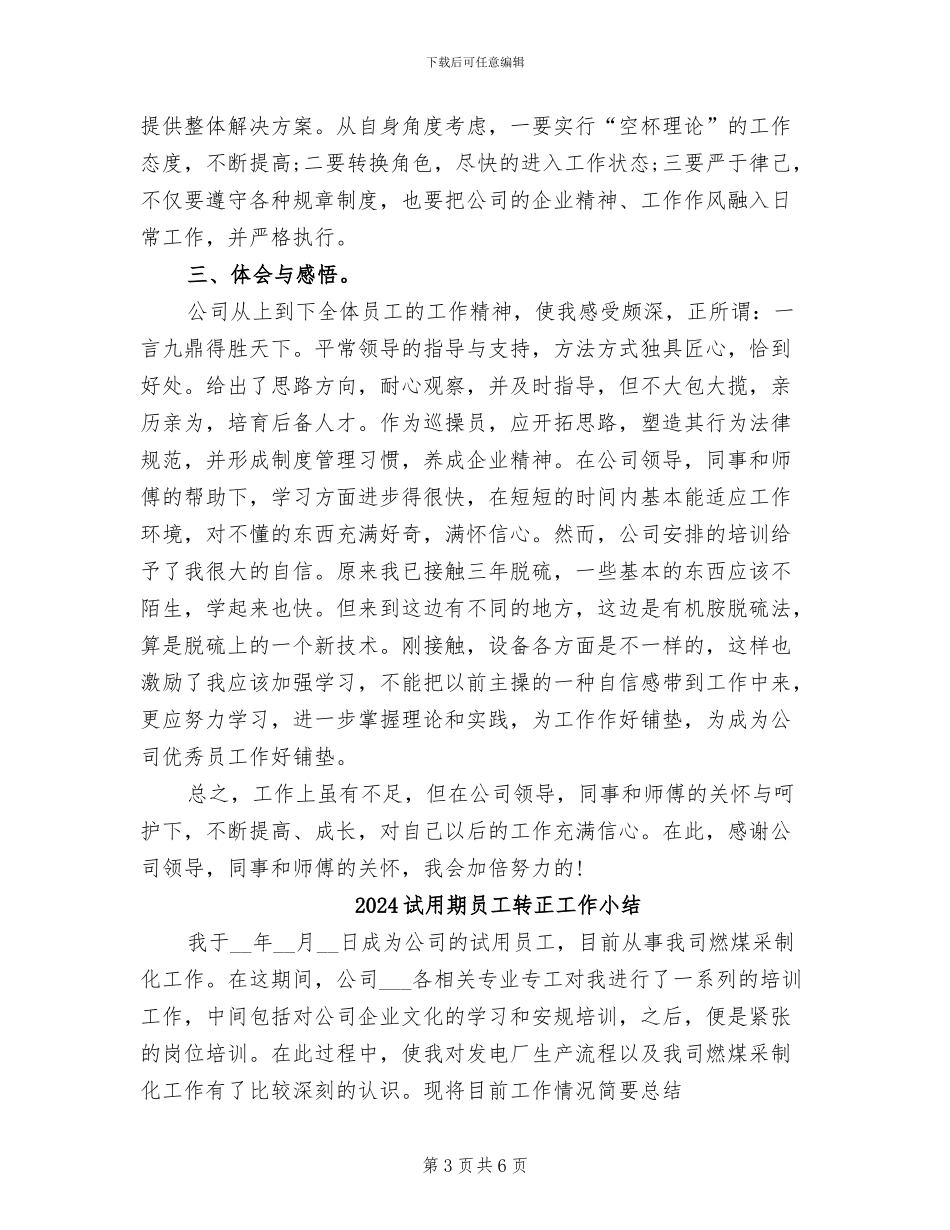 2024试用期员工第一个月工作总结_第3页