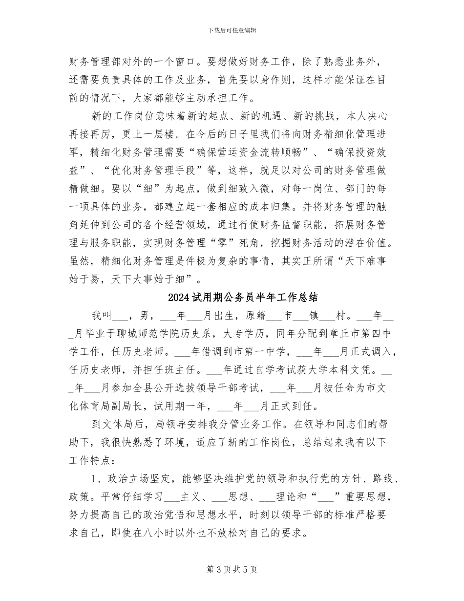 2024试用期会计工作总结_第3页