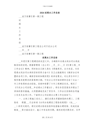 2024试通水工作总结