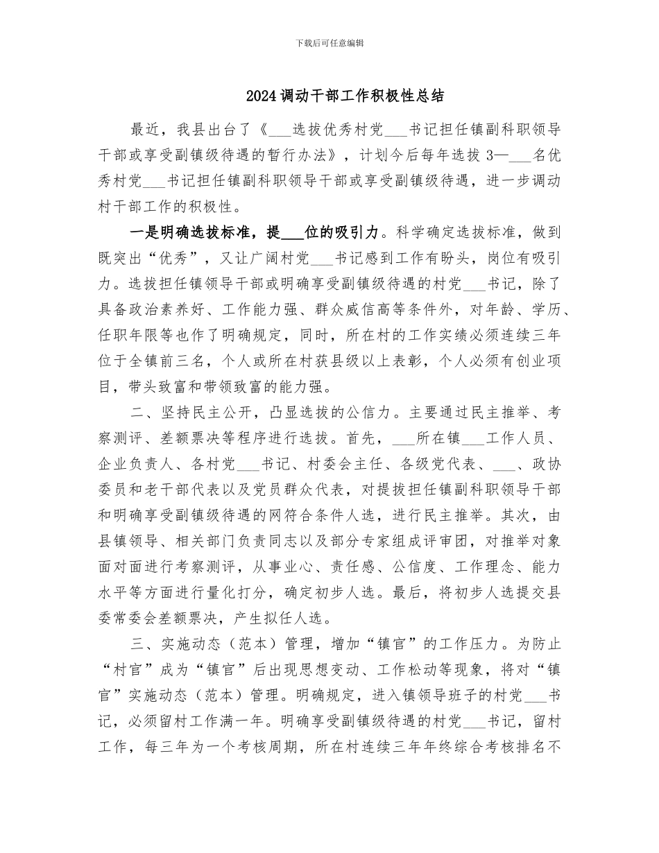 2024调动干部工作积极性总结_第1页