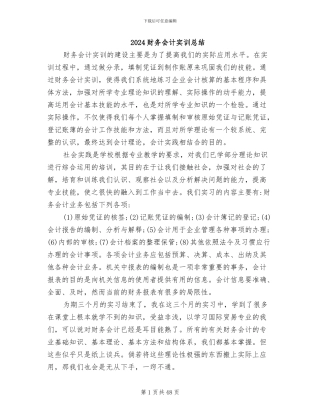 2024财务会计实训总结