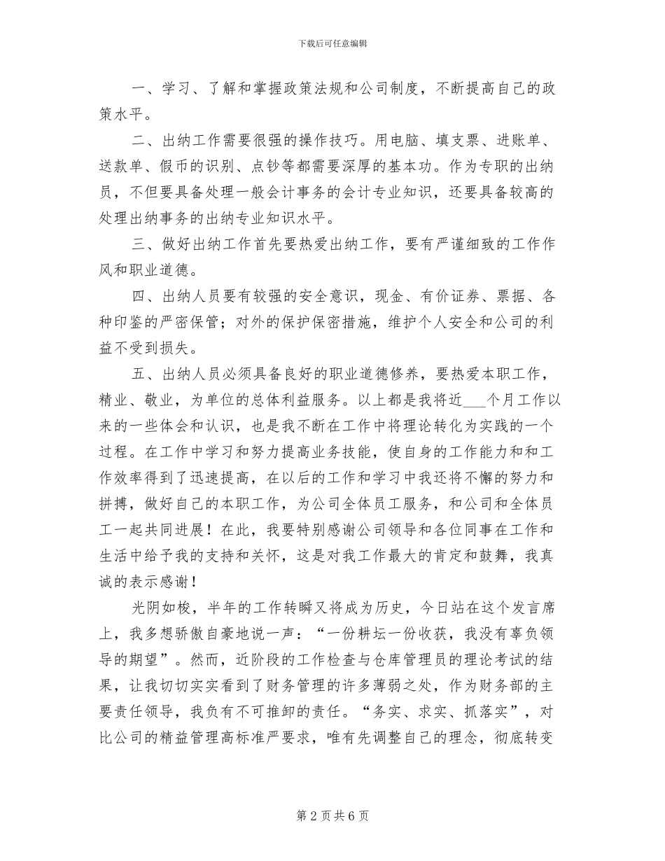 2024财务出纳工作总结报告_第2页