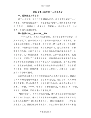 2024财务出纳年终个人工作总结