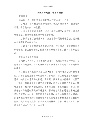 2024财务总监工作总结报告